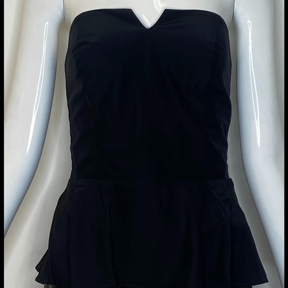 Amanda Uprichard black silk strapless peplum top, size 0